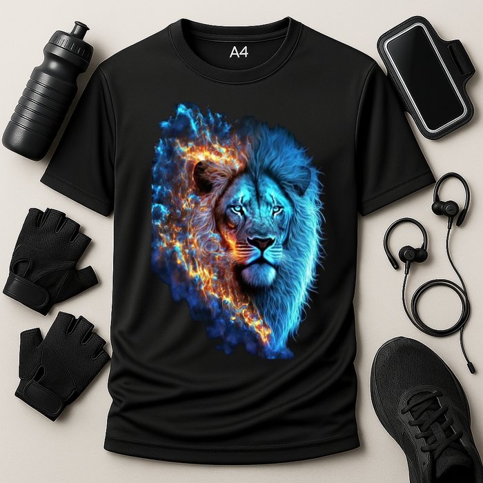 Lion On Fire Cool Graphic Performance Shirt