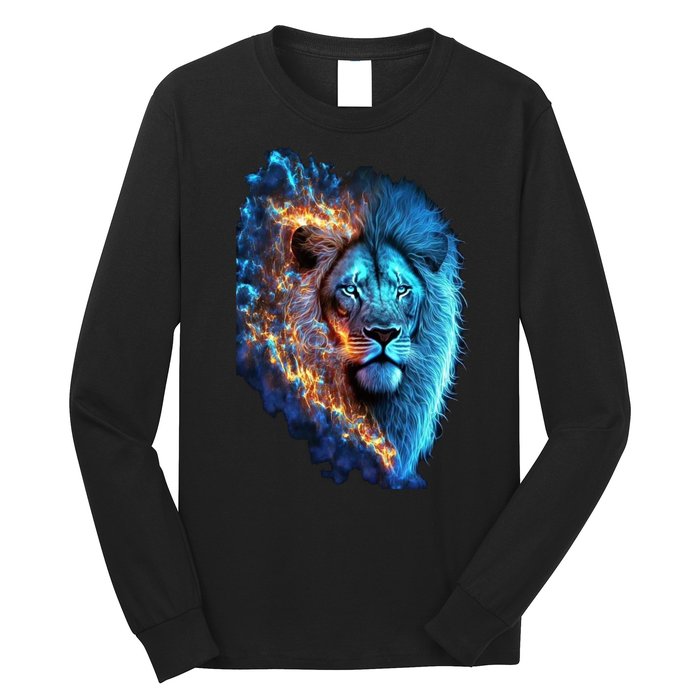 Lion On Fire Cool Graphic Long Sleeve Shirt