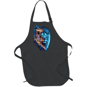 Lion On Fire Cool Graphic Full-Length Apron With Pockets