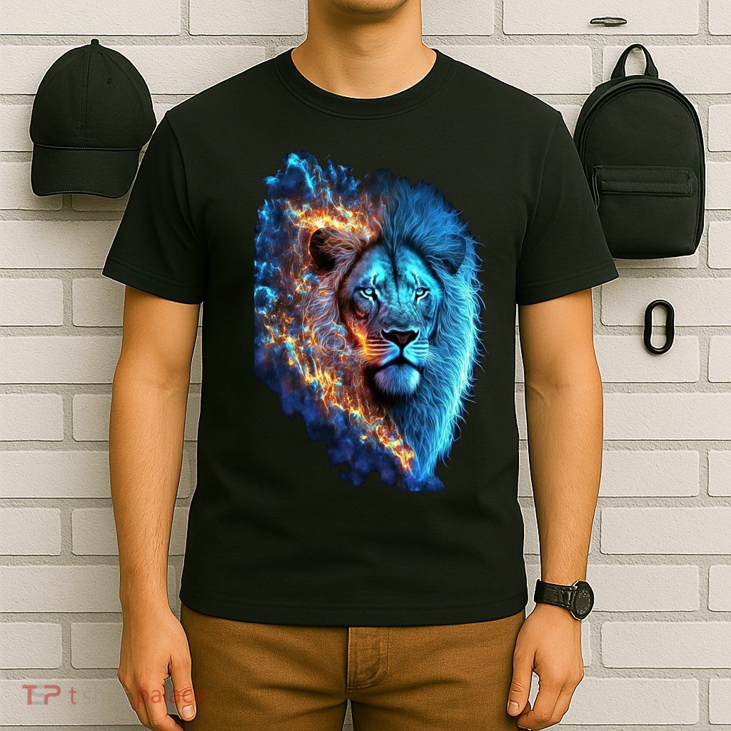Lion On Fire Cool Graphic T-Shirt