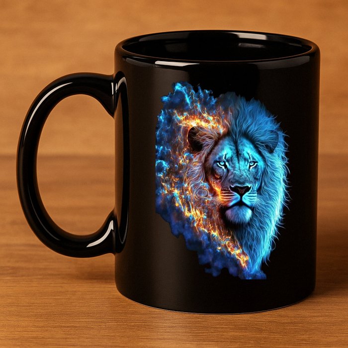 Lion On Fire Cool Graphic 11oz C Handle Ceramic Mug