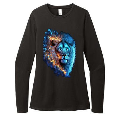 Lion On Fire Cool Graphic Womens CVC Long Sleeve Shirt