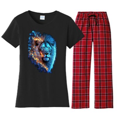 Lion On Fire Cool Graphic Women's Flannel Pajama Set