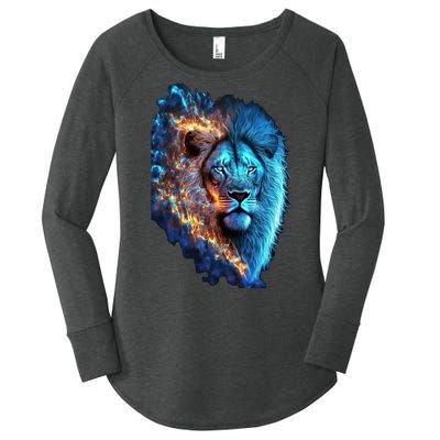 Lion On Fire Cool Graphic Women's Perfect Tri Tunic Long Sleeve Shirt