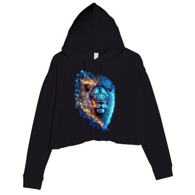 Lion On Fire Cool Graphic Crop Fleece Hoodie