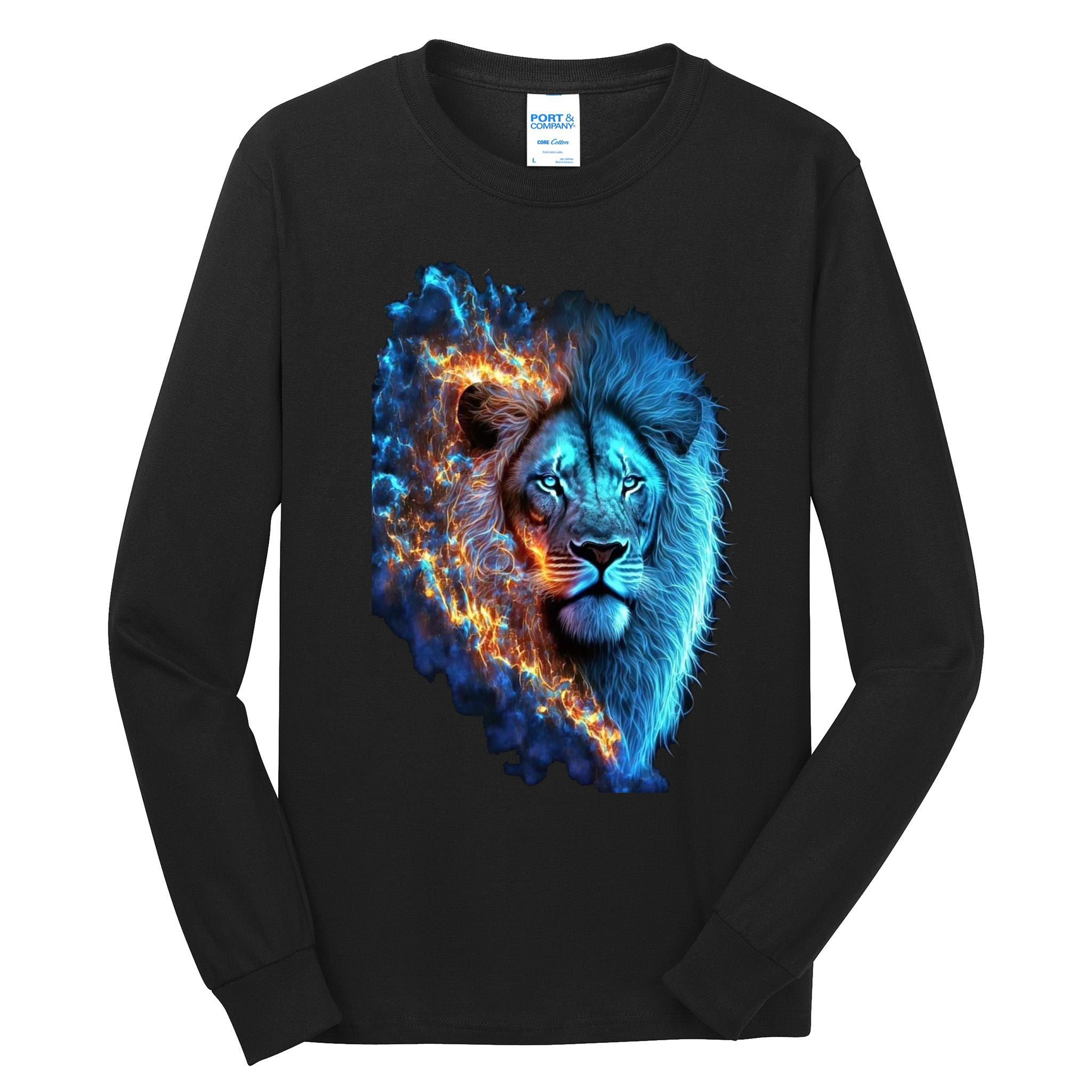 Lion On Fire Cool Graphic Tall Long Sleeve T-Shirt