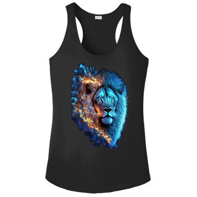 Lion On Fire Cool Graphic Ladies PosiCharge Competitor Racerback Tank