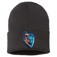 Lion On Fire Cool Graphic Sustainable Knit Beanie