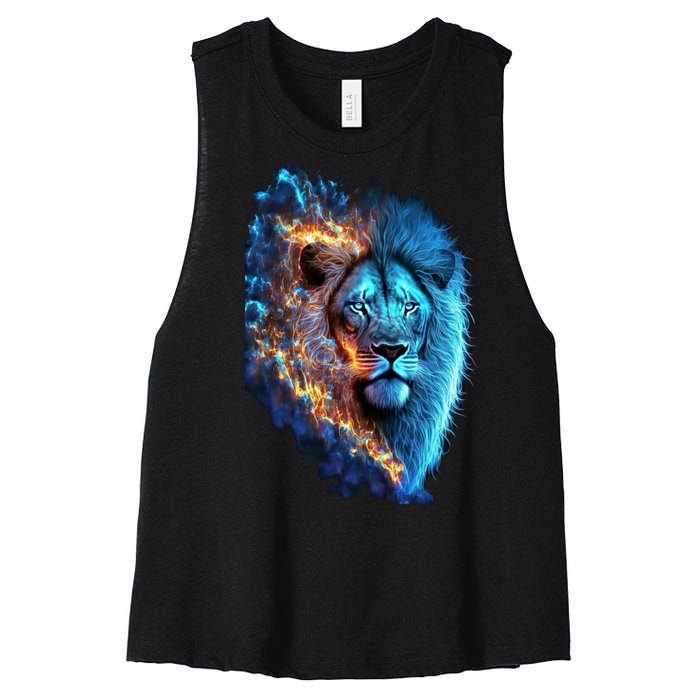 Lion On Fire Cool Graphic Women's Racerback Cropped Tank