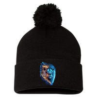 Lion On Fire Cool Graphic Pom Pom 12in Knit Beanie