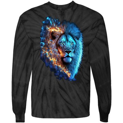 Lion On Fire Cool Graphic Tie-Dye Long Sleeve Shirt