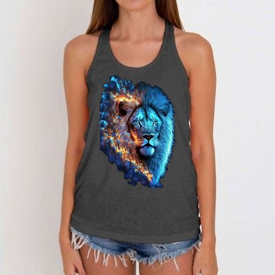 Lion On Fire Cool Graphic Women's Knotted Racerback Tank