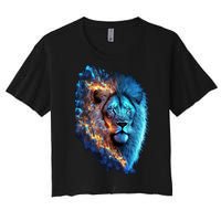 Lion On Fire Cool Graphic Women's Crop Top Tee