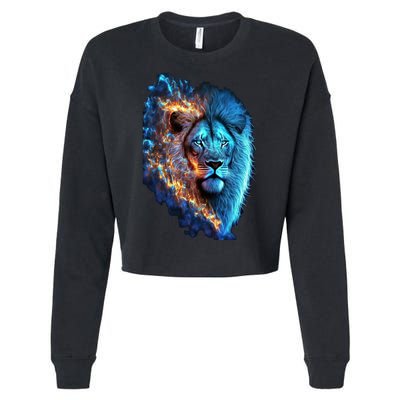 Lion On Fire Cool Graphic Cropped Pullover Crew