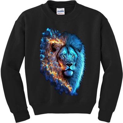 Lion On Fire Cool Graphic Kids Sweatshirt