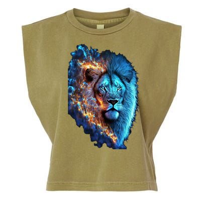 Lion On Fire Cool Graphic Garment-Dyed Women's Muscle Tee