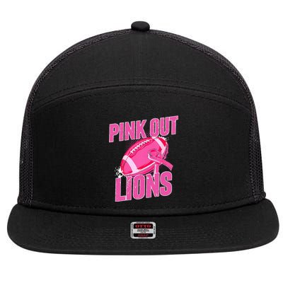 Lions Out Football Tackle Breast Cancer 7 Panel Mesh Trucker Snapback Hat