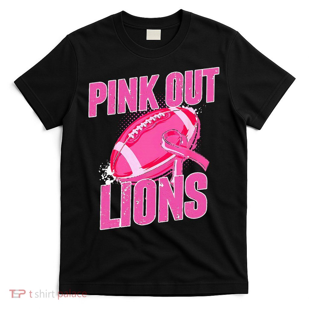 Lions Out Football Tackle Breast Cancer T-Shirt