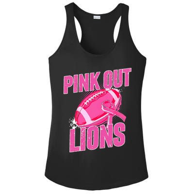 Lions Out Football Tackle Breast Cancer Ladies PosiCharge Competitor Racerback Tank