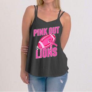 Lions Out Football Tackle Breast Cancer Women's Strappy Tank