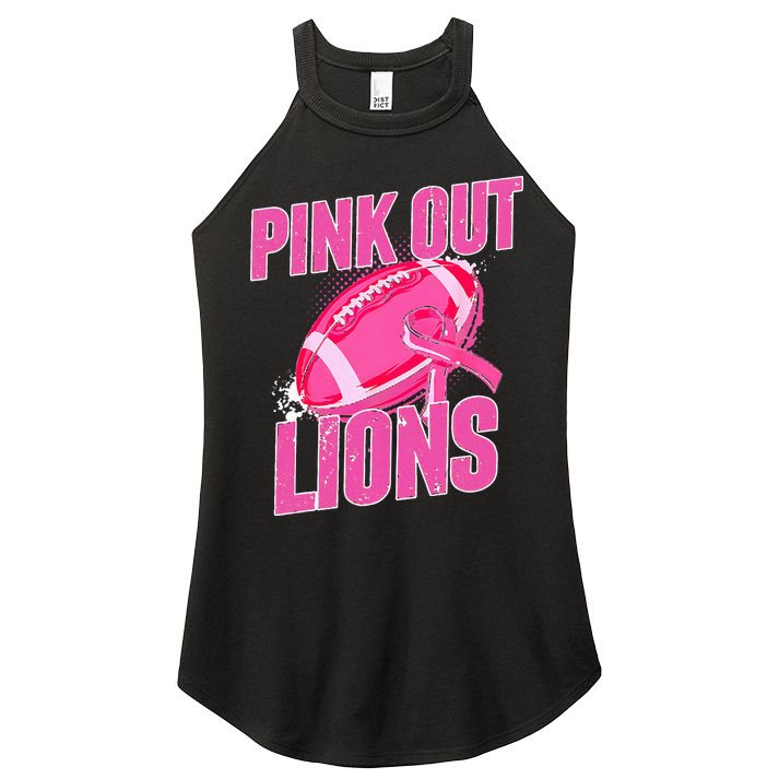 Lions Out Football Tackle Breast Cancer Women's Perfect Tri Rocker Tank