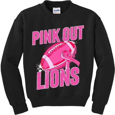 Lions Out Football Tackle Breast Cancer Kids Sweatshirt