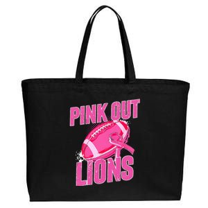 Lions Out Football Tackle Breast Cancer Cotton Canvas Jumbo Tote