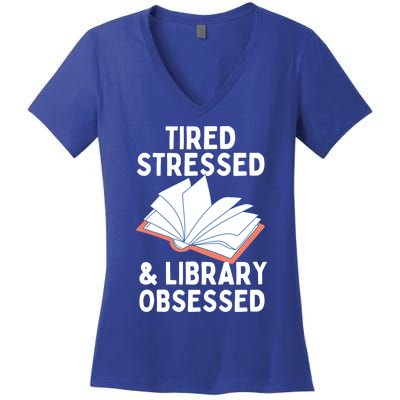 Library Obsessed Funny Library Librarian Gift Women's V-Neck T-Shirt