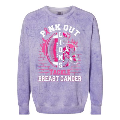 Lions Out Football Tackle Breast Cancer Colorblast Crewneck Sweatshirt