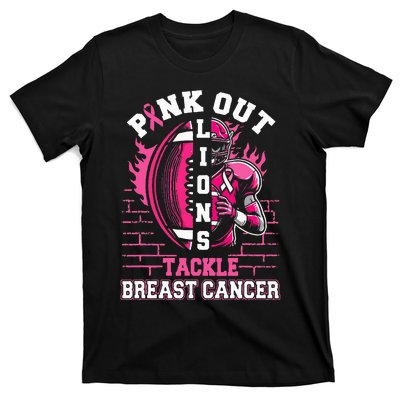 Lions Out Football Tackle Breast Cancer T-Shirt