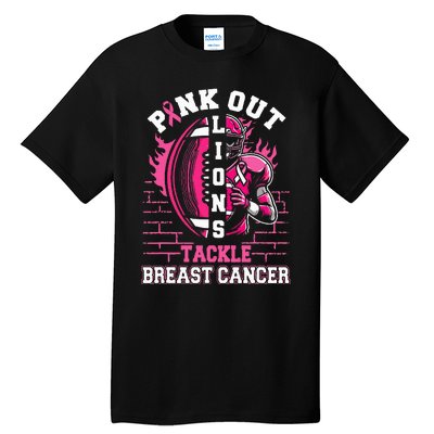 Lions Out Football Tackle Breast Cancer Tall T-Shirt