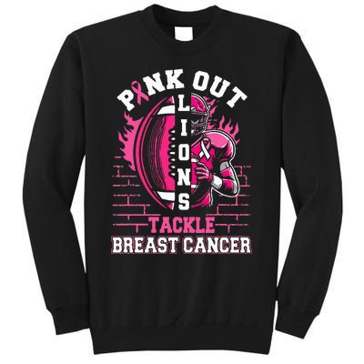 Lions Out Football Tackle Breast Cancer Tall Sweatshirt