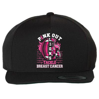 Lions Out Football Tackle Breast Cancer Wool Snapback Cap