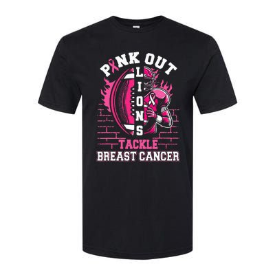 Lions Out Football Tackle Breast Cancer Softstyle CVC T-Shirt