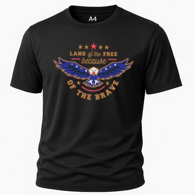 Land Of Free Because Of The Brave Usa Eagle Gift Performance Shirt