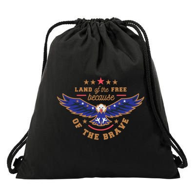 Land Of Free Because Of The Brave Usa Eagle Gift Drawstring Bag