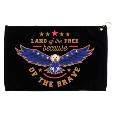 Land Of Free Because Of The Brave Usa Eagle Gift Grommeted Golf Towel