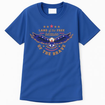 Land Of Free Because Of The Brave Usa Eagle Gift Tall T-Shirt