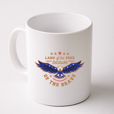 Land Of Free Because Of The Brave Usa Eagle Gift Coffee Mug