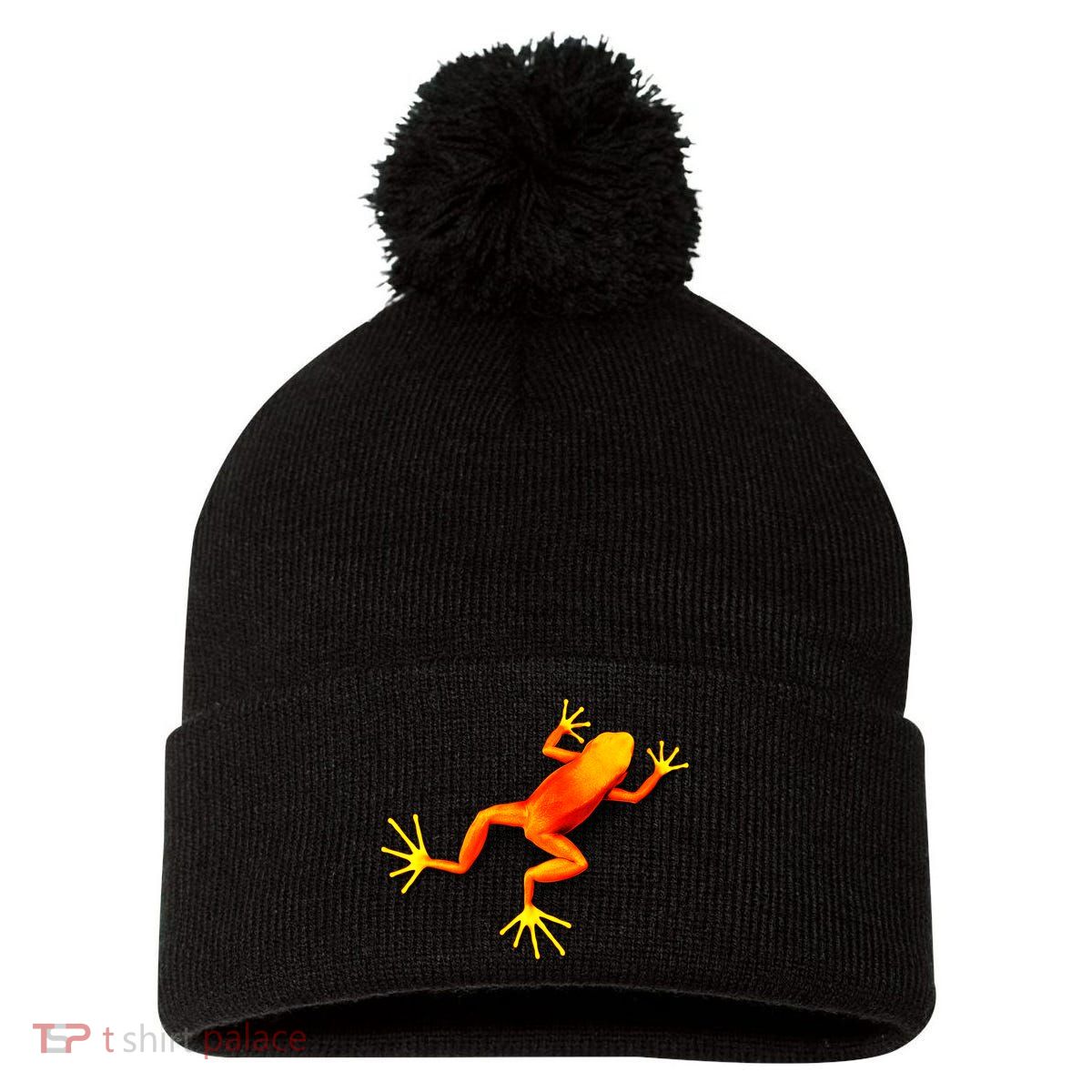 Little Orange Frog Pom Pom 12in Knit Beanie