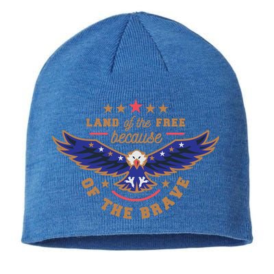 Land Of Free Because Of The Brave Usa Eagle Cool Gift Sustainable Beanie
