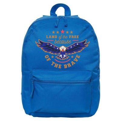 Land Of Free Because Of The Brave Usa Eagle Cool Gift 16 in Basic Backpack