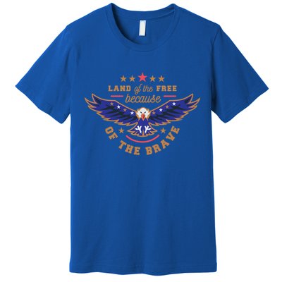 Land Of Free Because Of The Brave Usa Eagle Cool Gift Premium T-Shirt