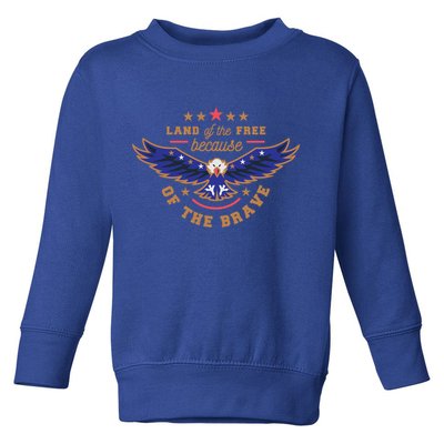 Land Of Free Because Of The Brave Usa Eagle Cool Gift Toddler Sweatshirt