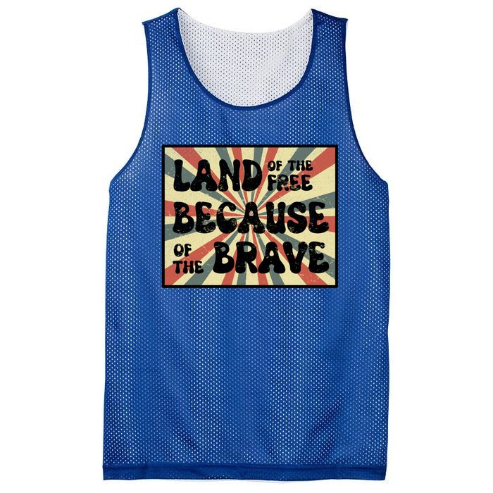 Land Of Free Because Of Brave July 4th America Patriot Usa Gift Mesh Reversible Basketball Jersey Tank