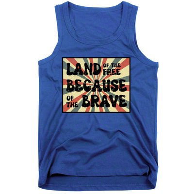 Land Of Free Because Of Brave July 4th America Patriot Usa Gift Tank Top