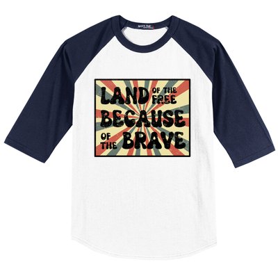 Land Of Free Because Of Brave July 4th America Patriot Usa Gift Baseball Sleeve Shirt