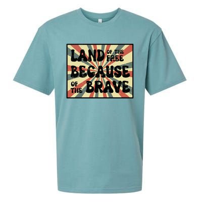 Land Of Free Because Of Brave July 4th America Patriot Usa Gift Sueded Cloud Jersey T-Shirt