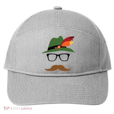 Lederhosen Oktoberfest German Face Glasses Halloween Costume 7-Panel Snapback Hat