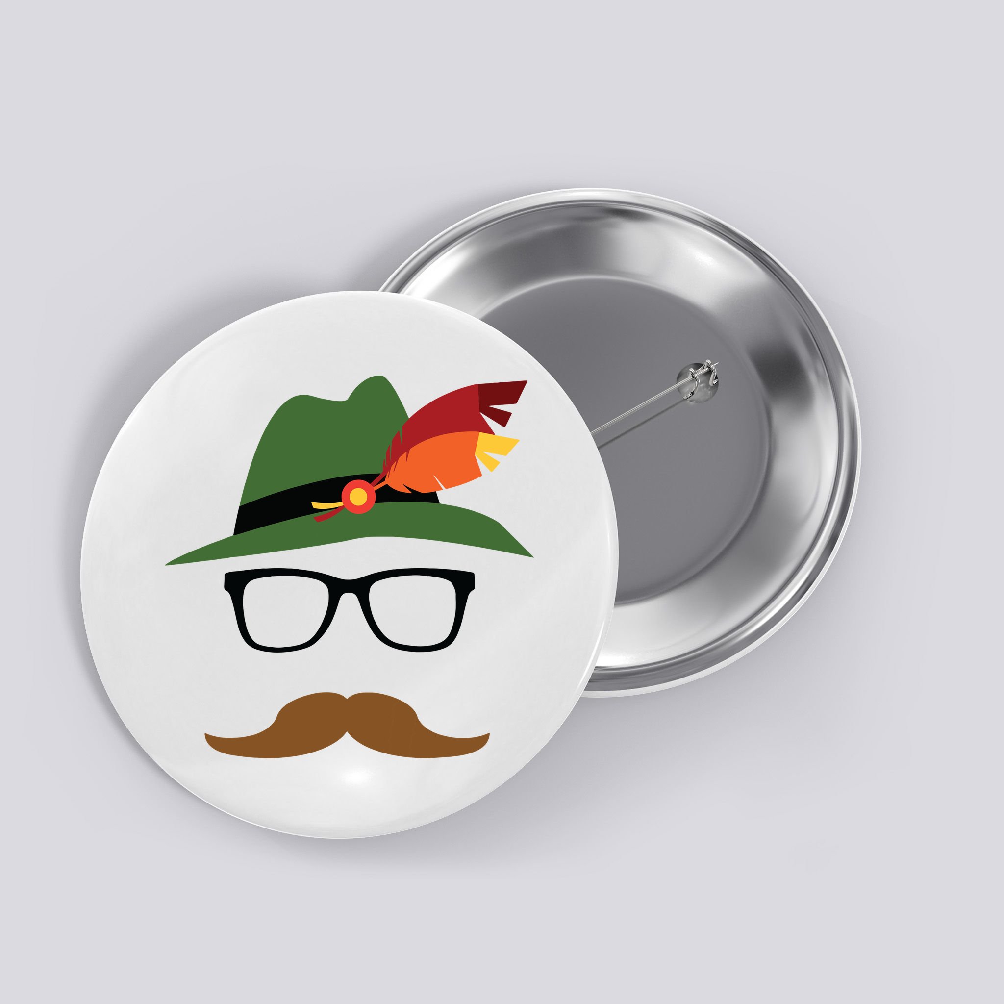 Lederhosen Oktoberfest German Face Glasses Halloween Costume Button